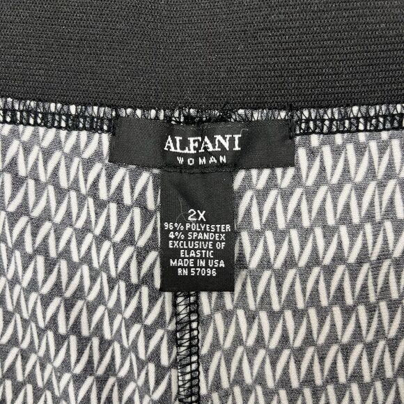 Alfani Pants Womens 2X Plus Black White Chain Print Wide Leg Pull On Made in USA - Picture 11 of 16